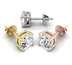 18K Solitaire Round Diamond Earrings — 3 COLOR