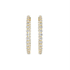 14K Yellow Gold Round Diamond Hoop Earrings — TOP
