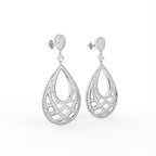 18K Drop Teardrop Diamond Earrings — 3D VIEW