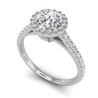 18K Halo Round Diamond Ring — 3D VIEW