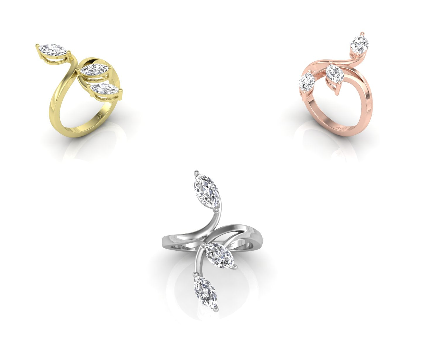 18K Bespoke Marquise Diamond Ring — 3 COLOR