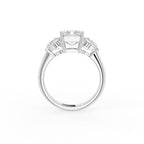 18K White Gold Trilogy Emerald Diamond Engagement Ring — FRONT