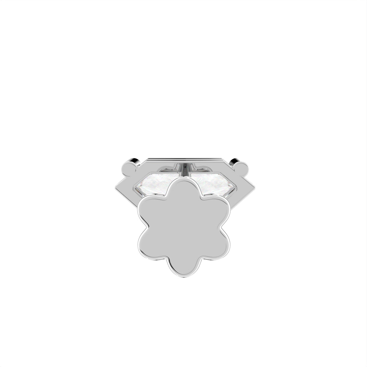 14K White Gold Trillion Diamond Stud Earrings — BACK