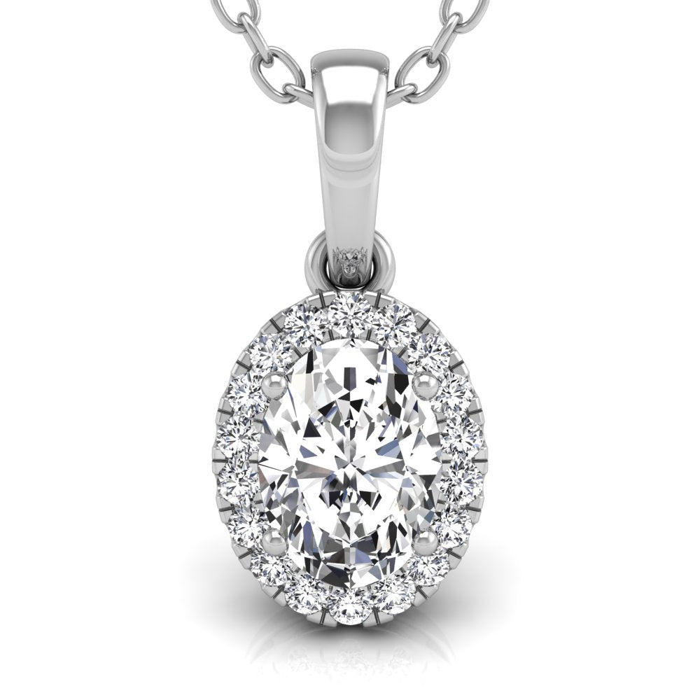18K Halo Diamond Pendant — FRONT