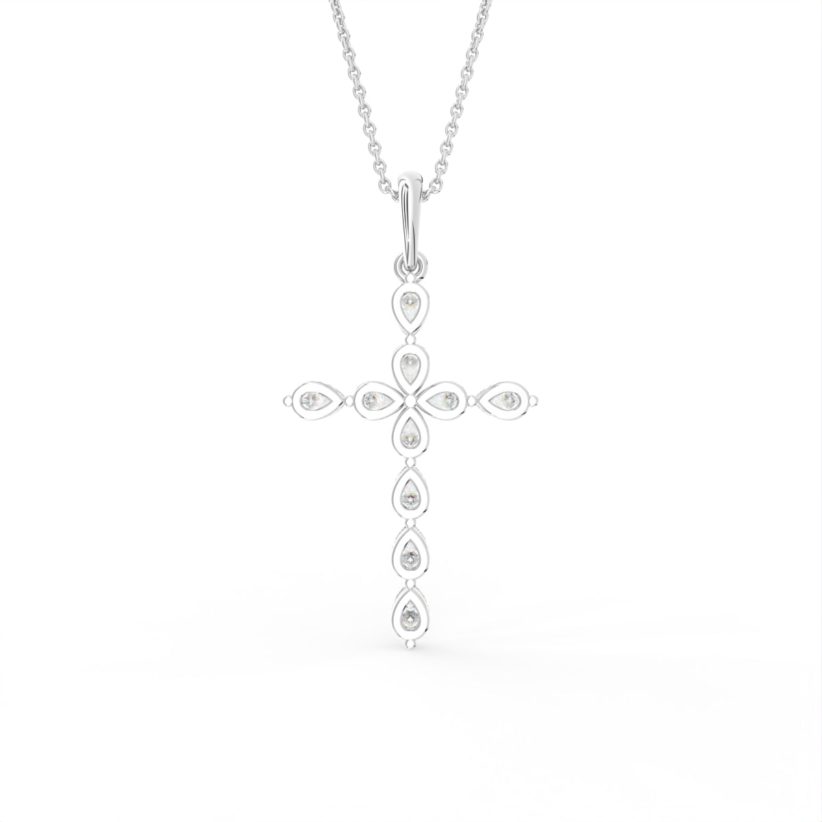 18K Cross Diamond Pendant — BACK
