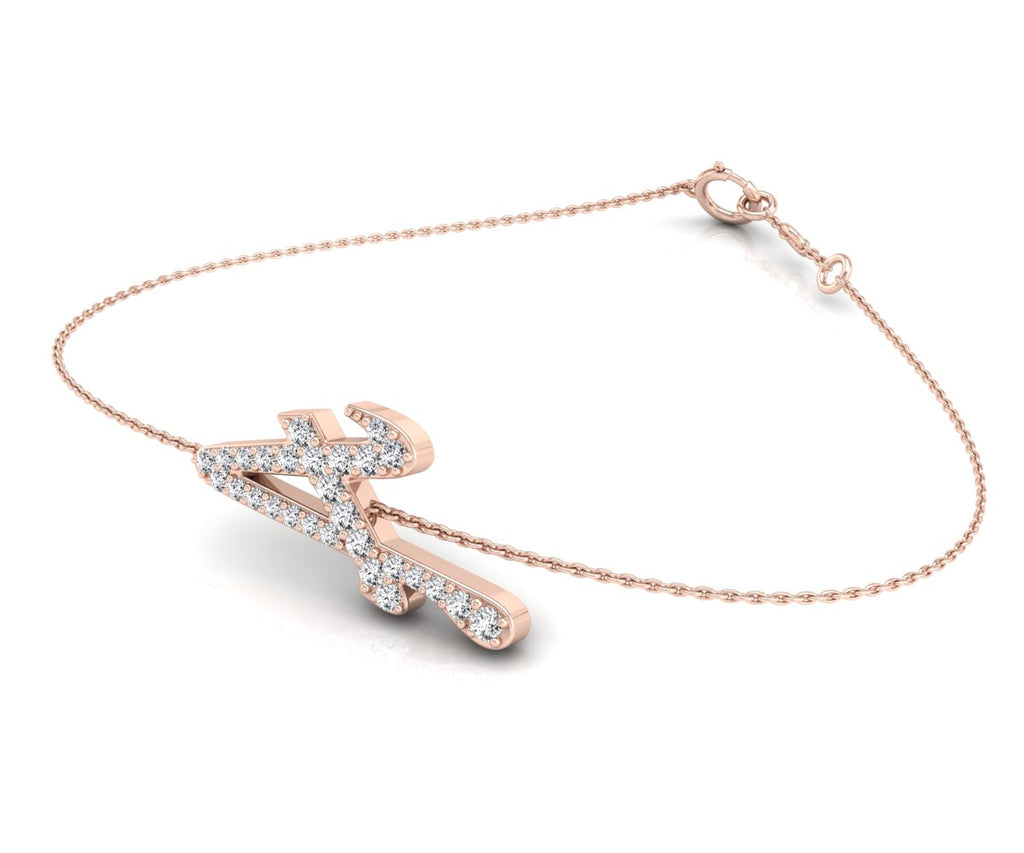 18K Alphabet Diamond Bracelet — 3D VIEW