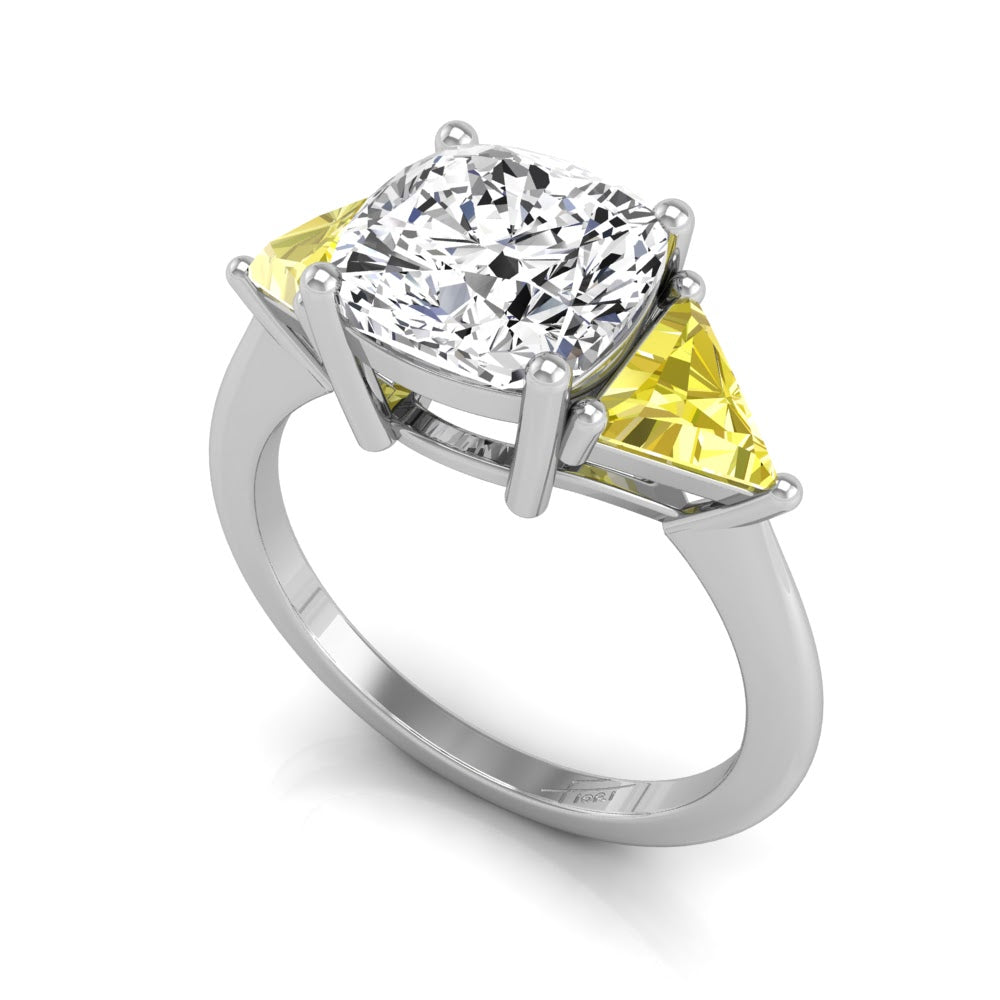 vimg:FJ2399|18K Trilogy Cushion Diamond Ring — 3D VIEW