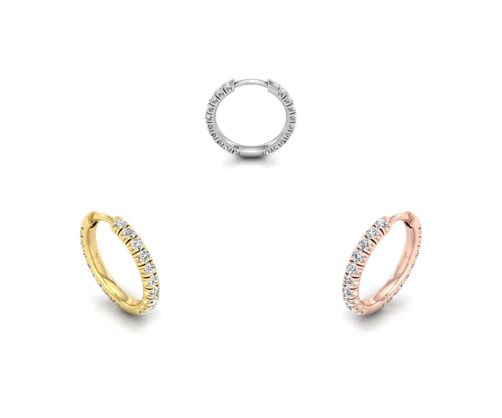 18K Diamond Hoop Earrings — 3 COLOR