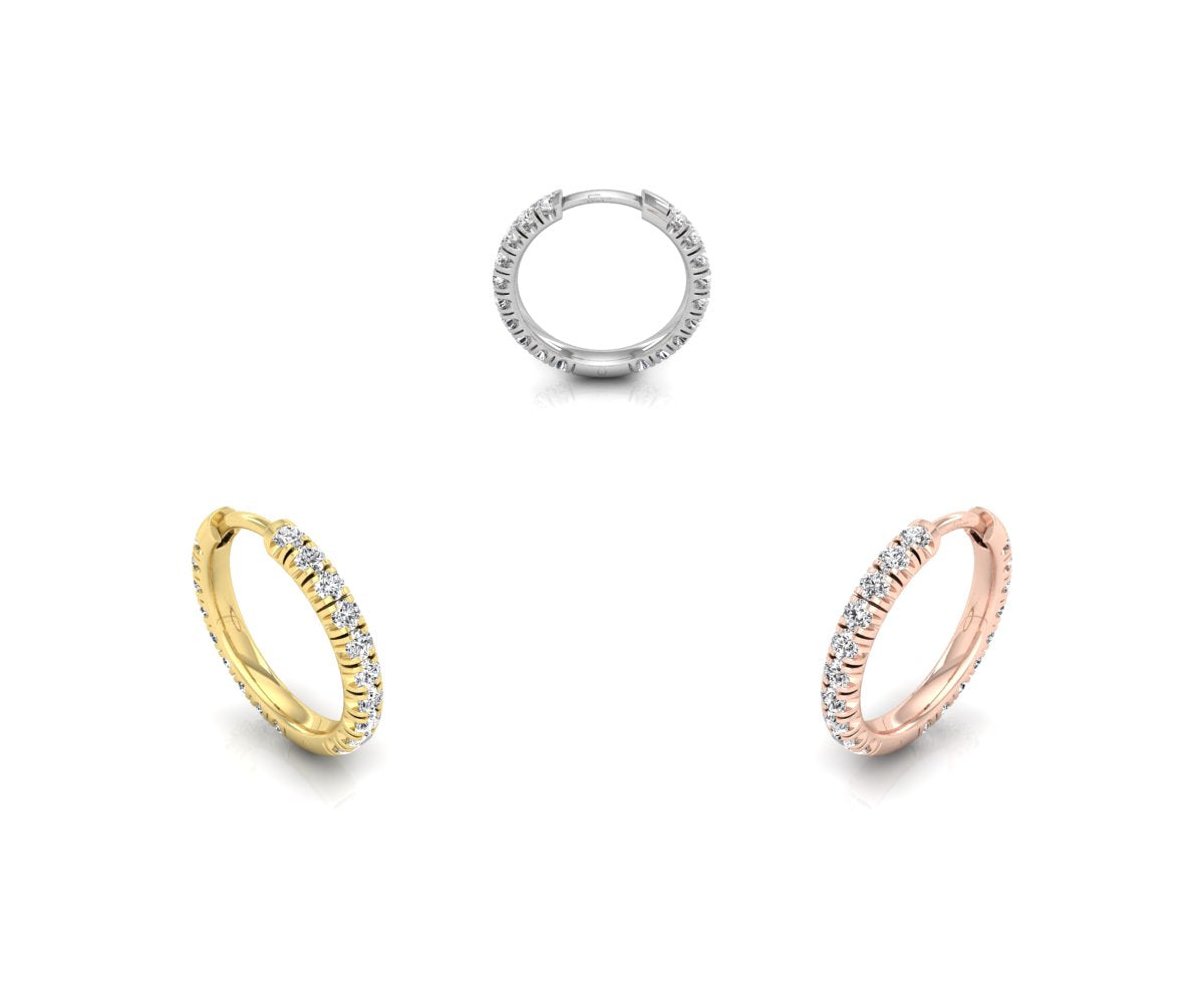 18K Diamond Hoop Earrings — 3 COLOR