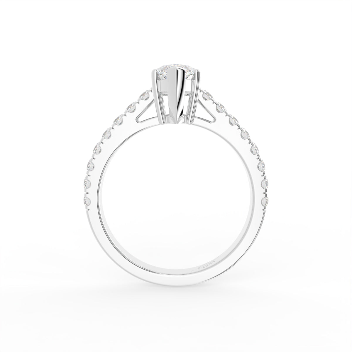 18K Marquise Diamond Solitaire Engagement Ring — FRONT