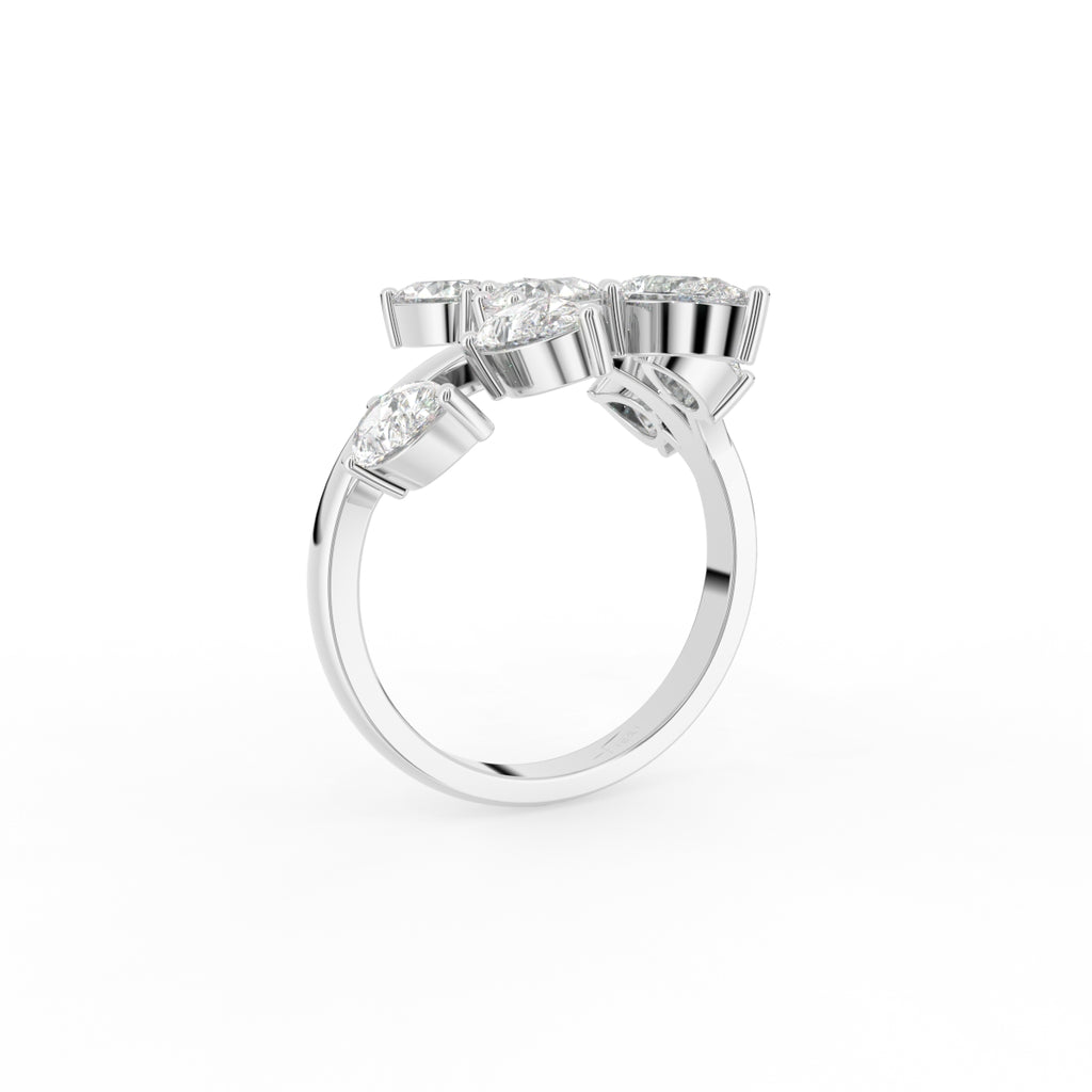 18K Bespoke Leaf Diamond Ring — 3D VIEW