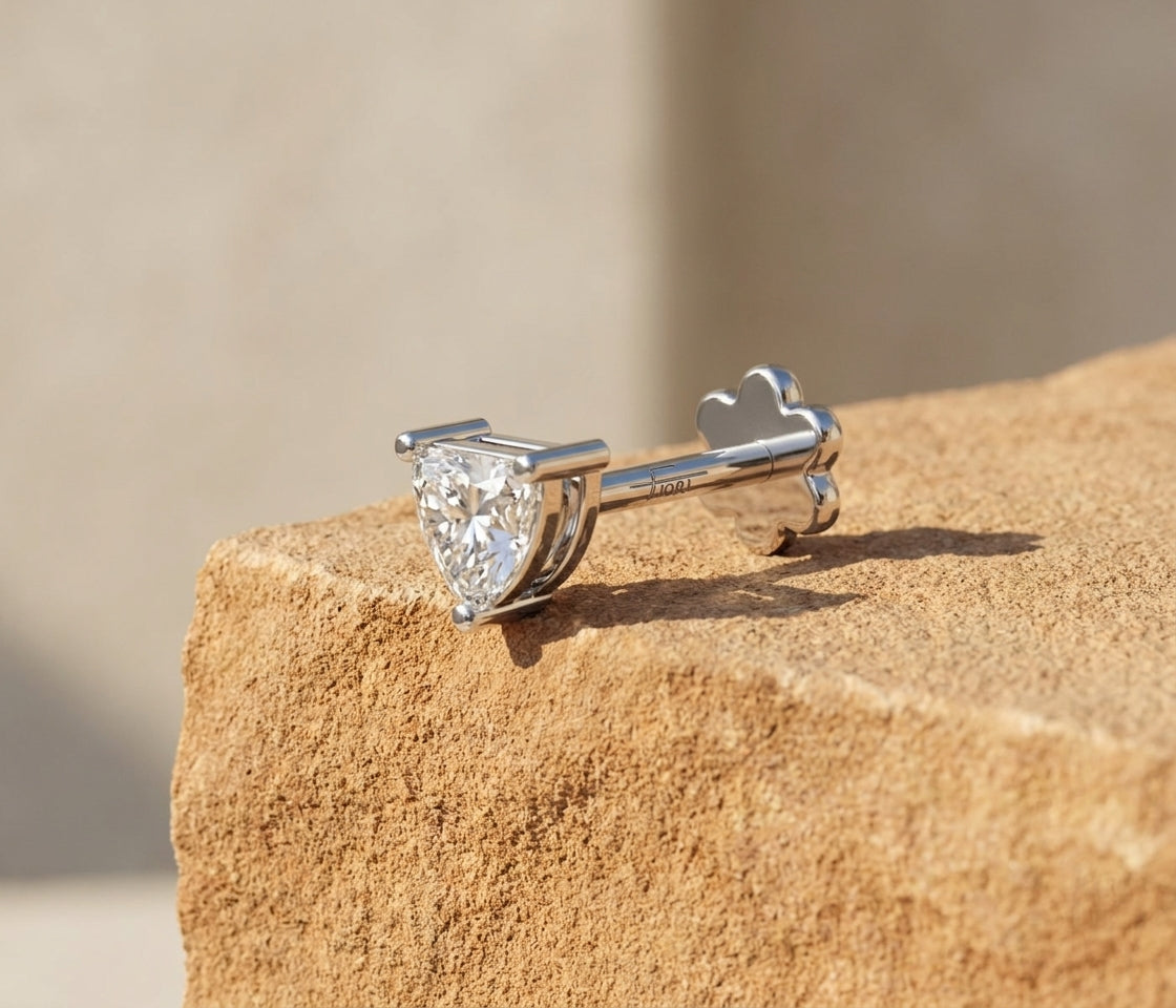 14K White Gold Round Diamond Stud Earrings