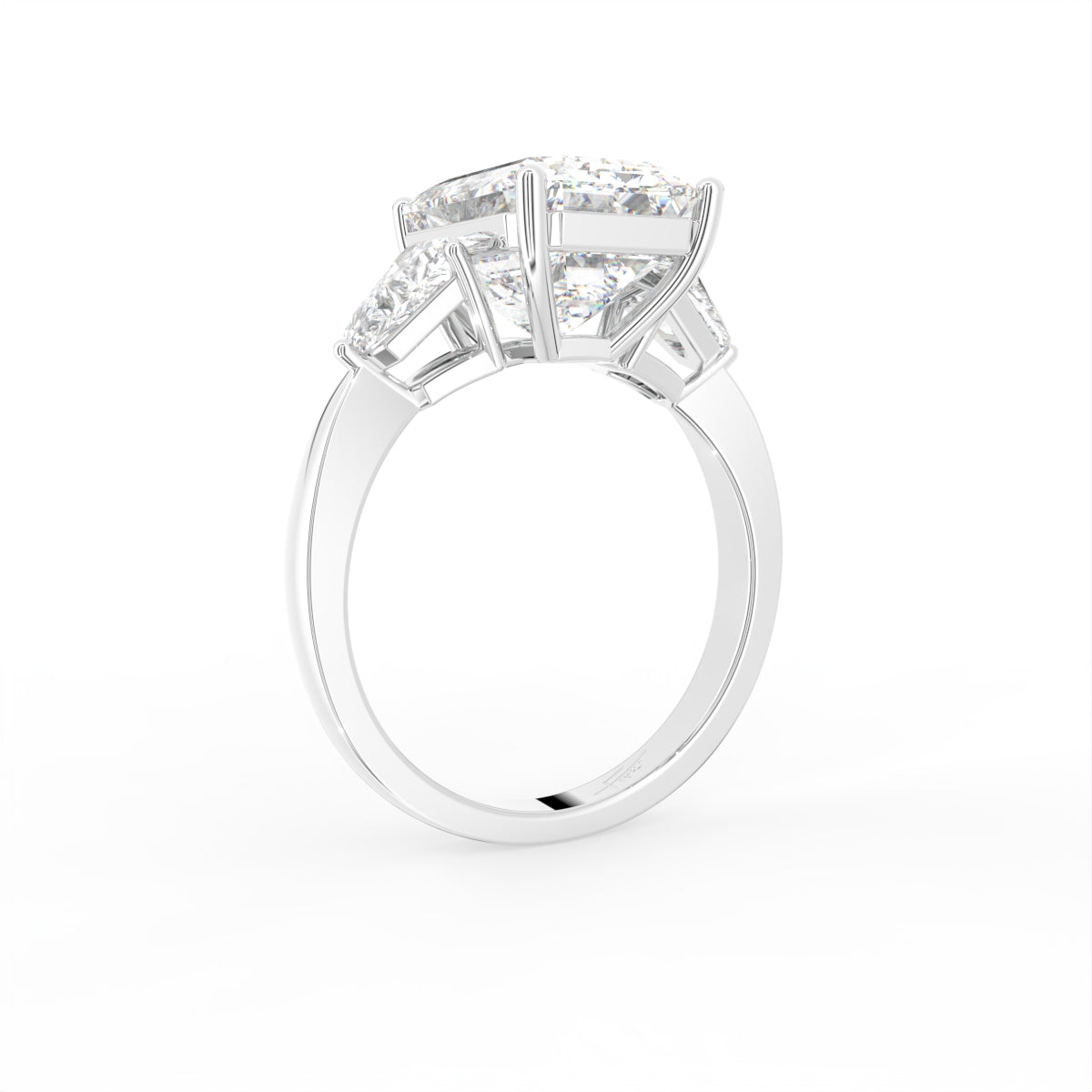 18K Trilogy Radiant-Cut Diamond Ring — 3D VIEW