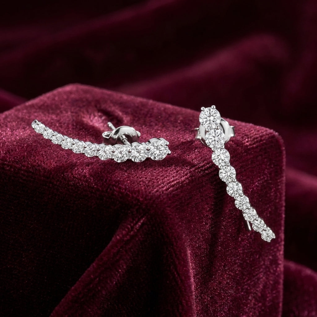 14K White Gold Bespoke Diamond Earrings