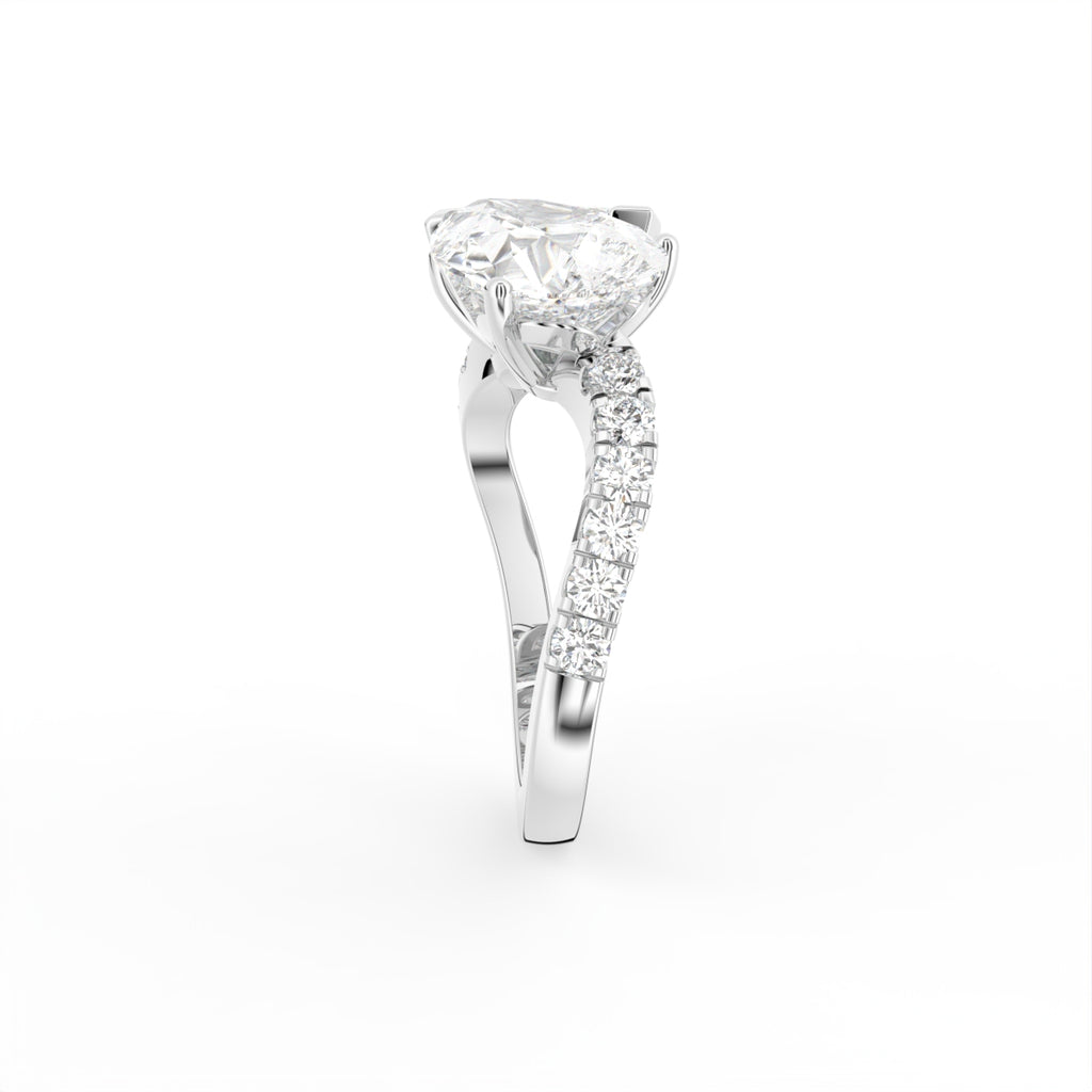 18K Bespoke Pear Diamond Ring — SIDE