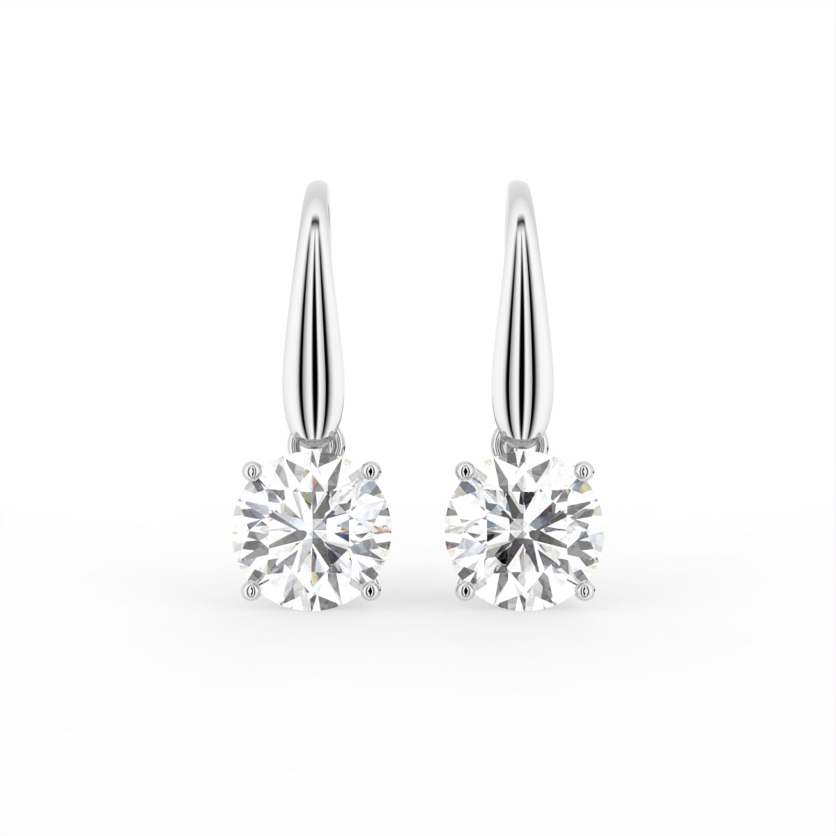 18K Round Diamond Drop Earrings — TOP