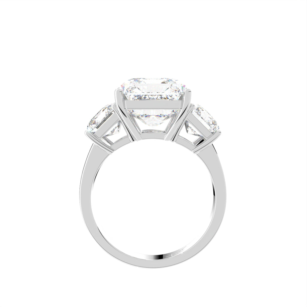 18K Trilogy Emerald-Cut Diamond Ring — FRONT