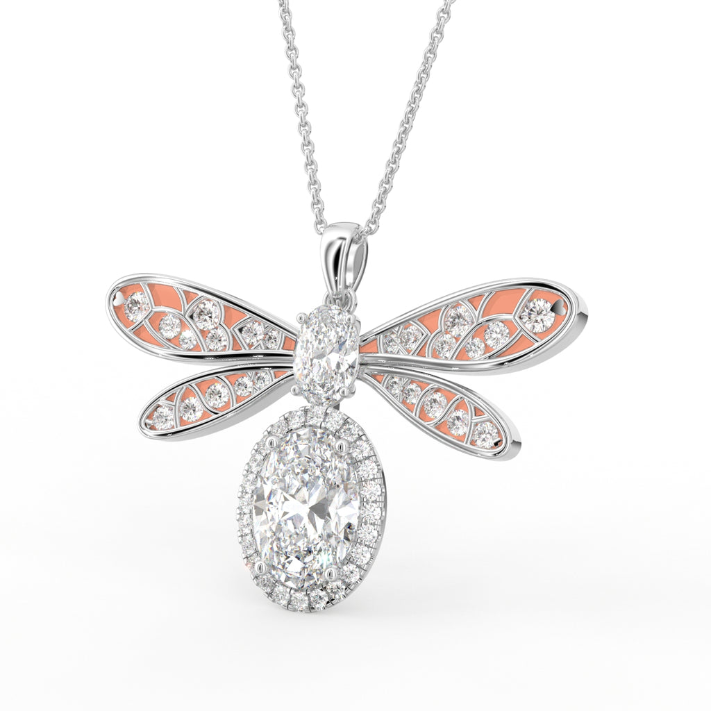 18K Dragonfly Diamond Pendant — 3D VIEW