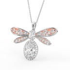18K Dragonfly Diamond Pendant — 3D VIEW