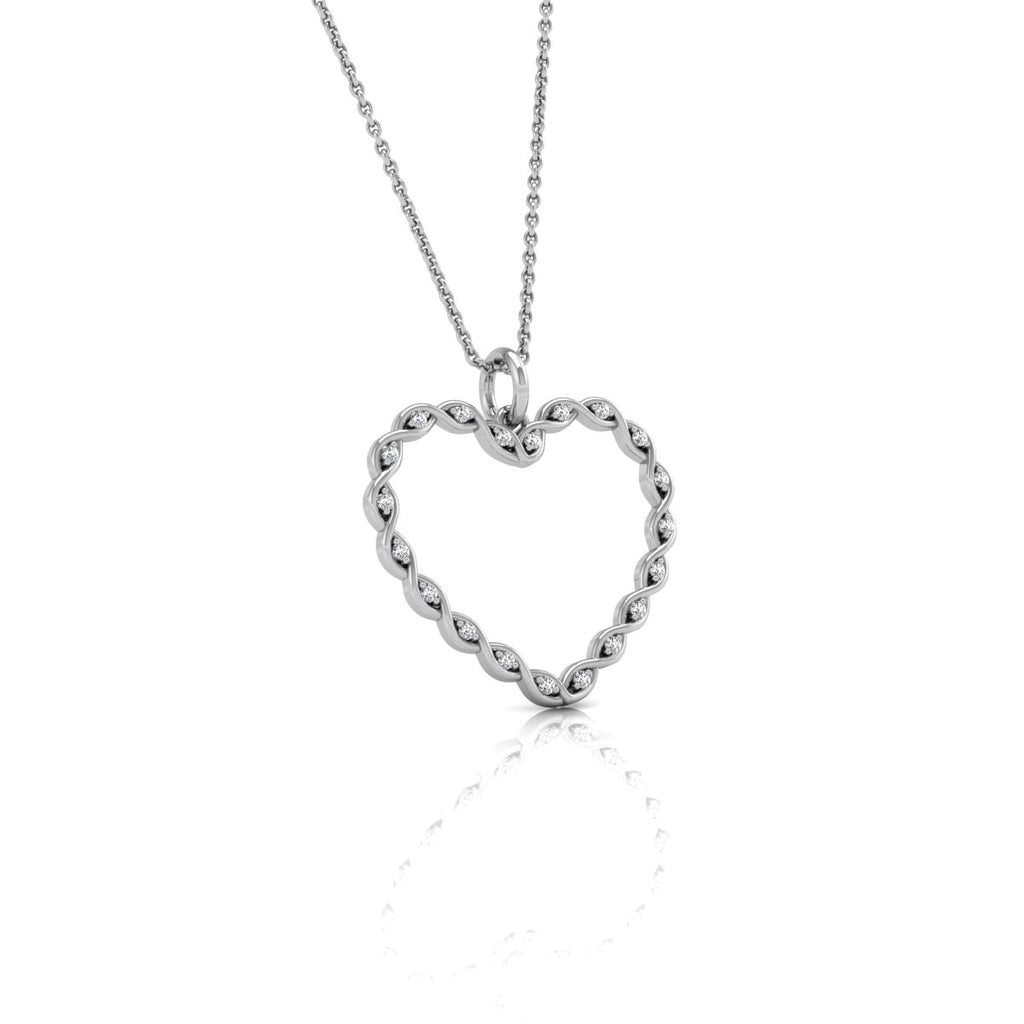 18K Heart Round Diamond Pendant — RIGHT