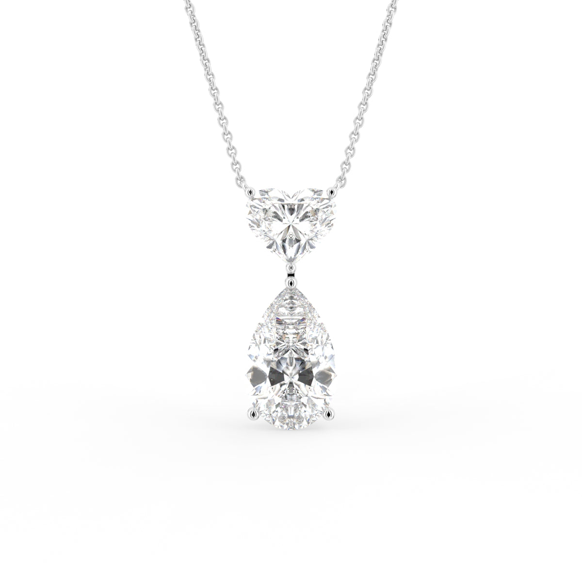 18K Heart Pear Diamond Pendant — FRONT