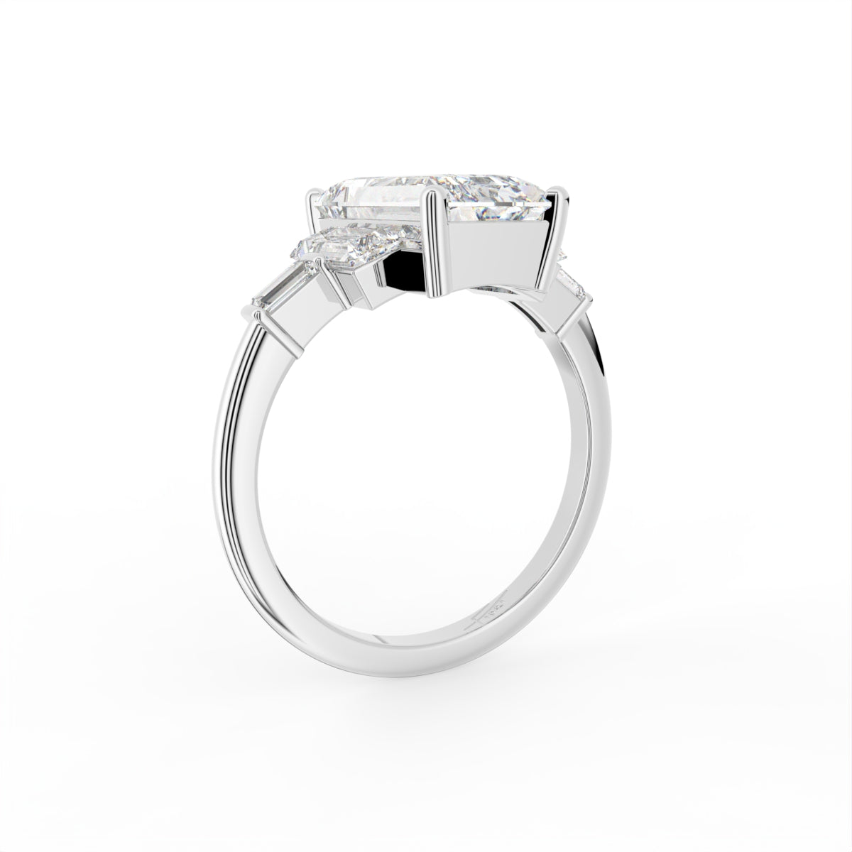 18K Emerald Cut Diamond Solitaire Ring — 3D VIEW