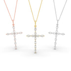 18K Cross Pear Diamond Pendant — 3 COLOR