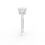 18K White Gold Trilogy Emerald Diamond Ring — SIDE