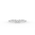 18K Shoulder Set Round Diamond Ring — TOP