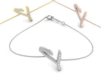18K Rose Gold Alphabet Round Diamond Bracelet — 3 COLOR