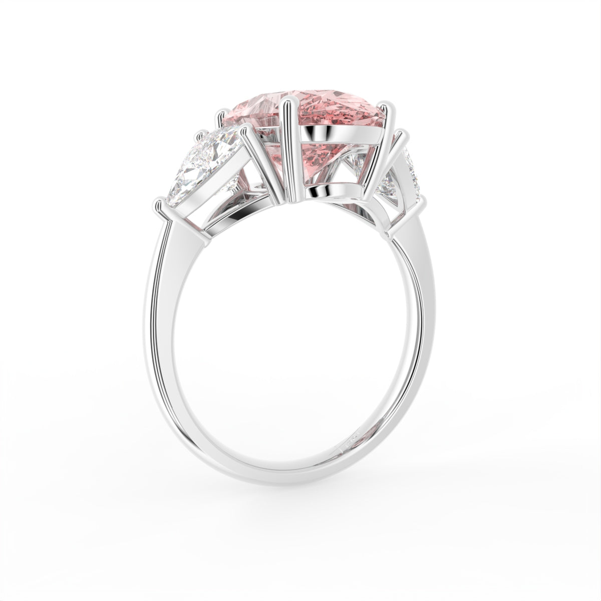 vimg:FJ2448|18K White Gold Trilogy Oval Diamond Ring — 3D VIEW