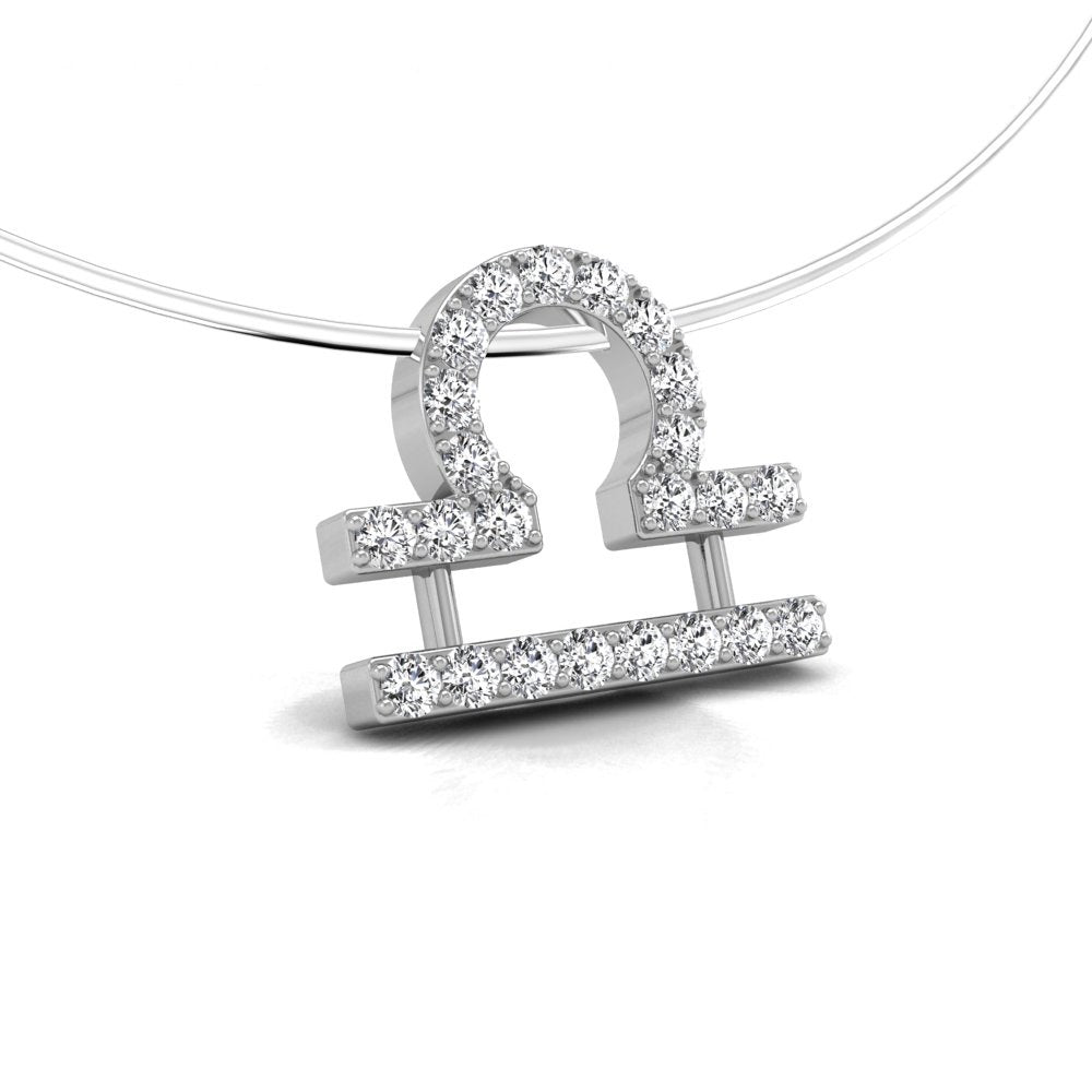18K White Gold Zodiac Round Diamond Pendant — RIGHT