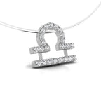 18K White Gold Zodiac Round Diamond Pendant — RIGHT