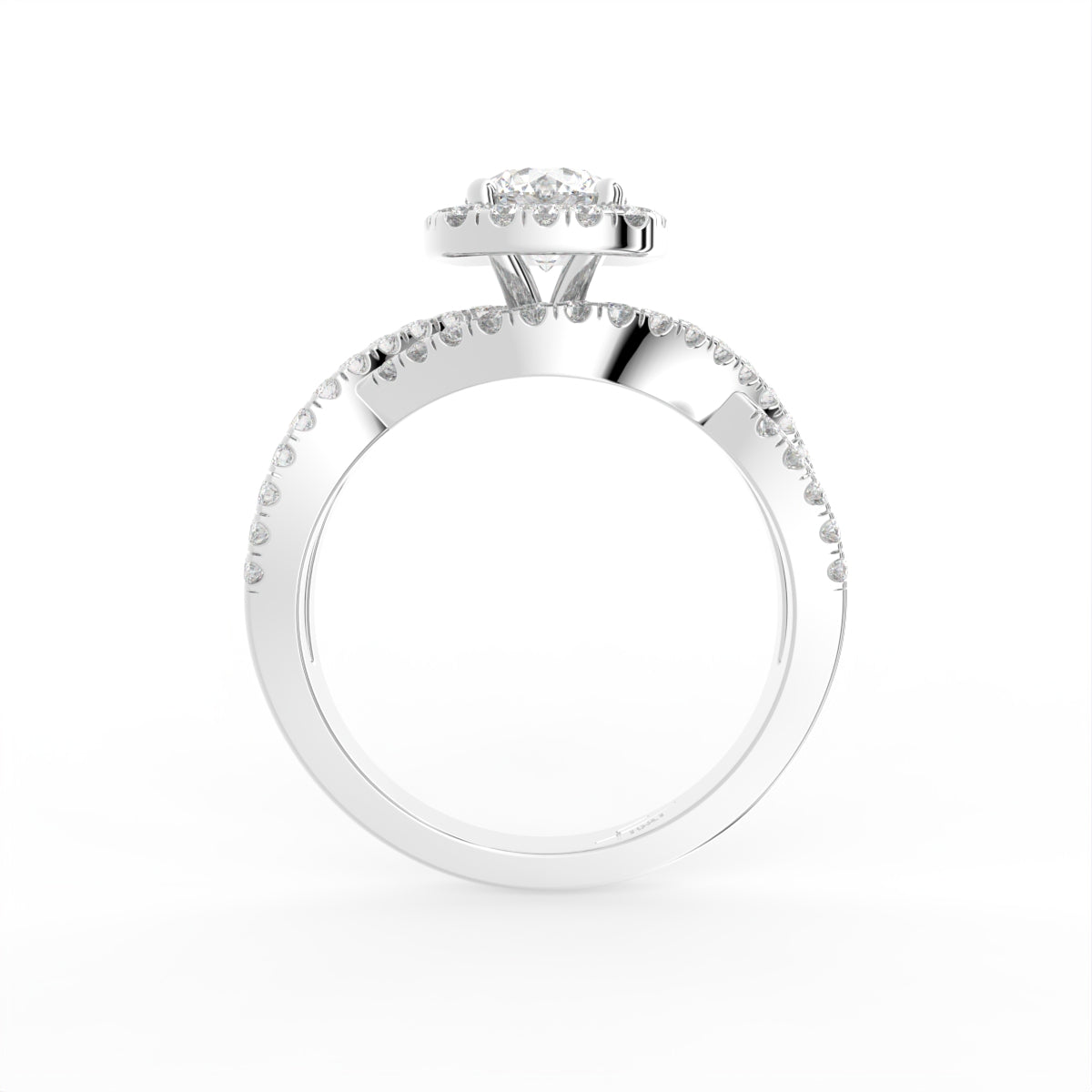 18K Halo Round Diamond Engagement Ring — FRONT