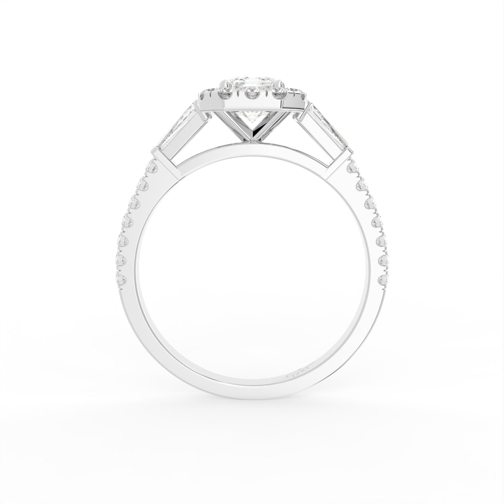 18K Halo Emerald Diamond Ring — FRONT
