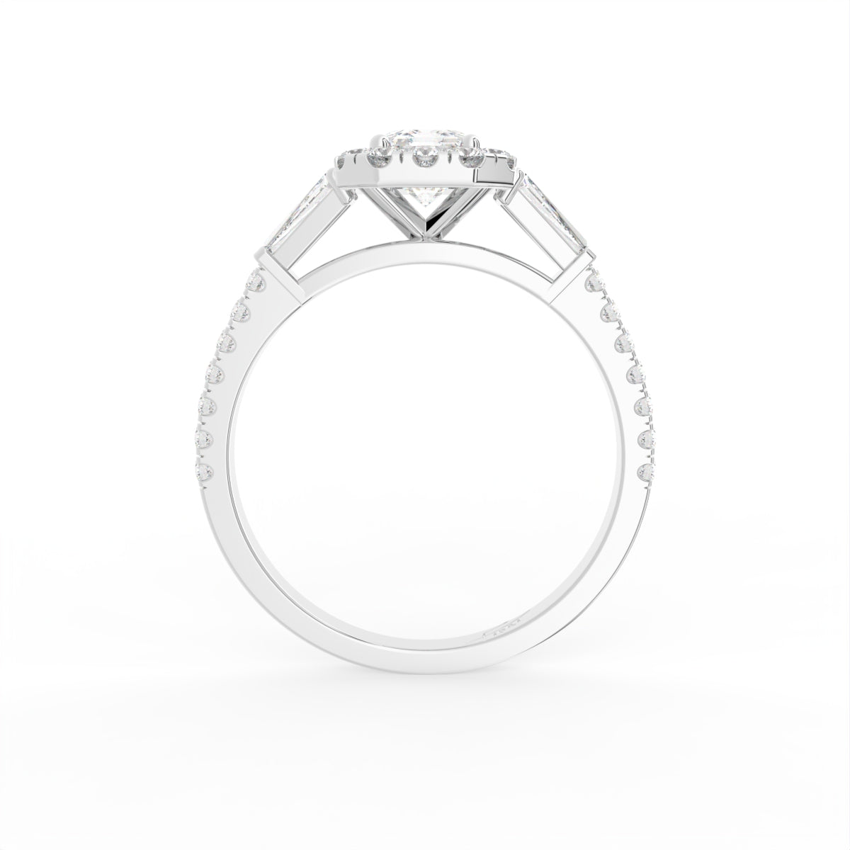 18K Halo Emerald Diamond Ring — FRONT