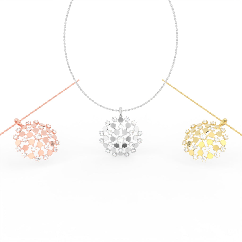 Sterling Silver Diamond Pendant — 3 COLOR
