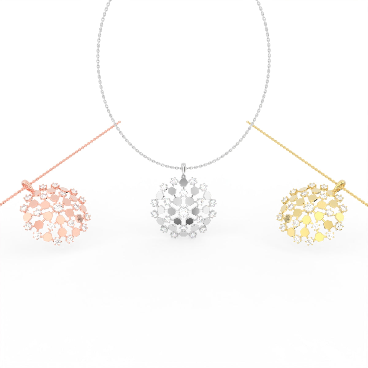 Sterling Silver Diamond Pendant — 3 COLOR
