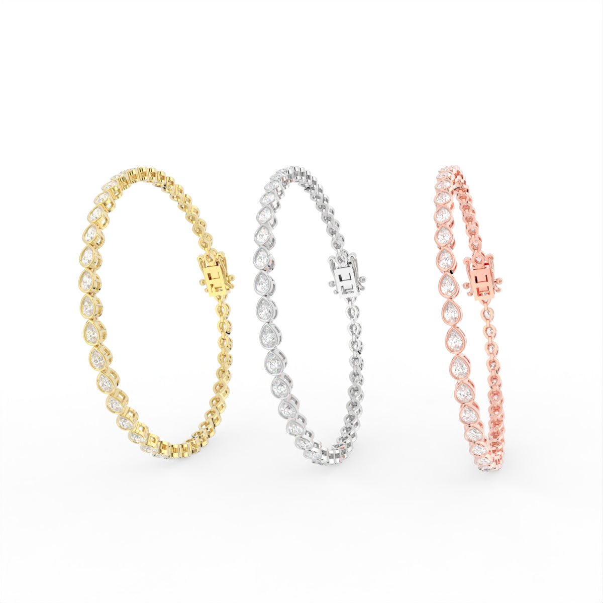 Sterling Silver Diamond Bracelet — 3 COLOR