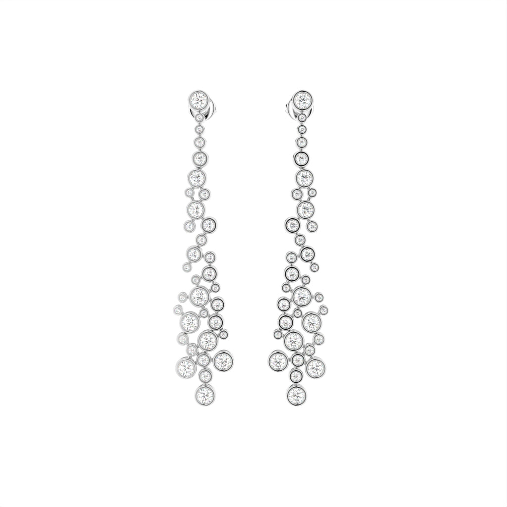 18K Round Cluster Diamond Drop Earrings — TOP