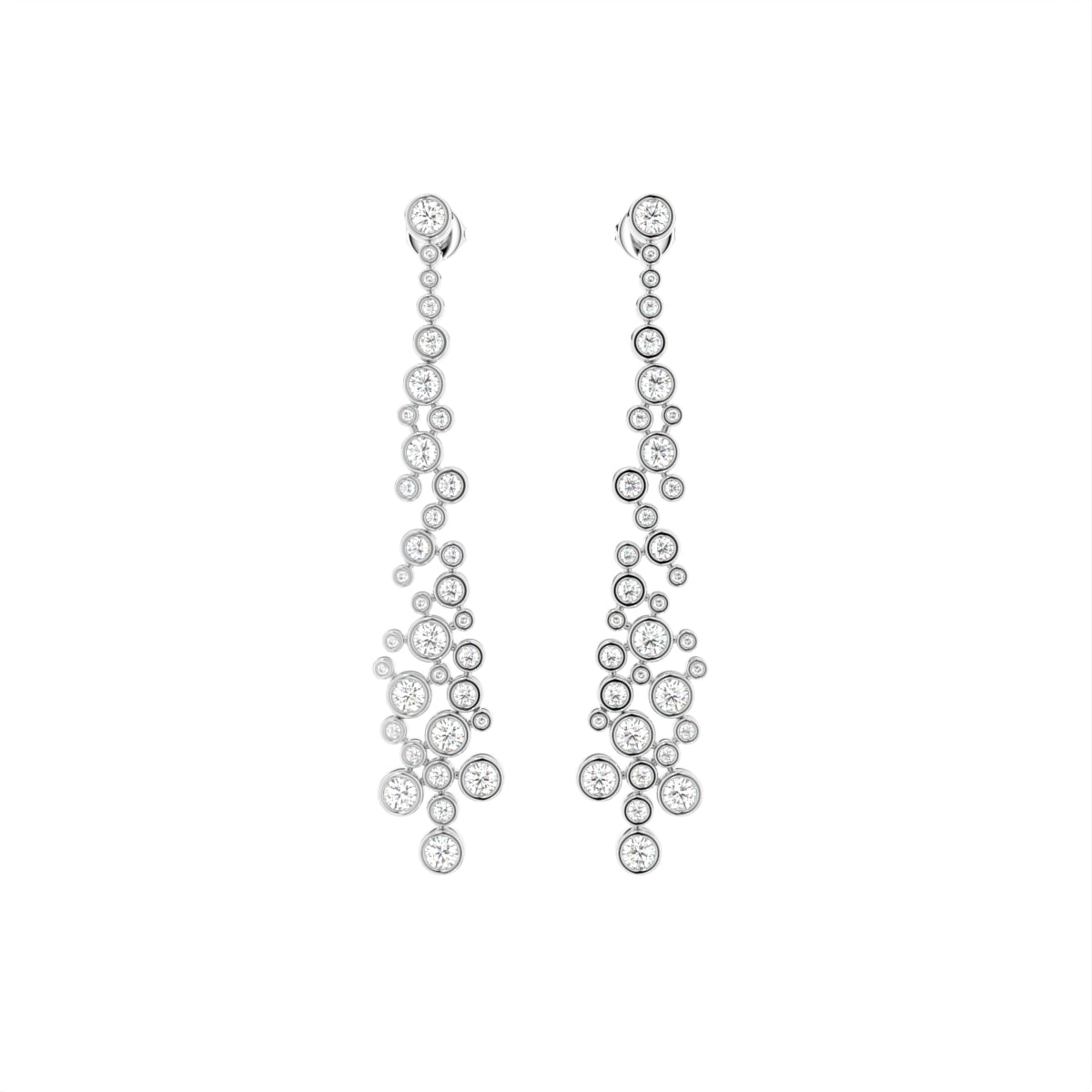 18K Round Cluster Diamond Drop Earrings — TOP