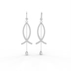 Sterling Silver Diamond Earrings — 3D / RIGHT