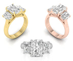 18K White Gold Trilogy Emerald Diamond Ring — 3 COLOR