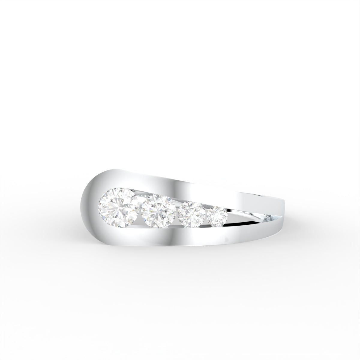 Sterling Silver Round Diamond Ring — TOP