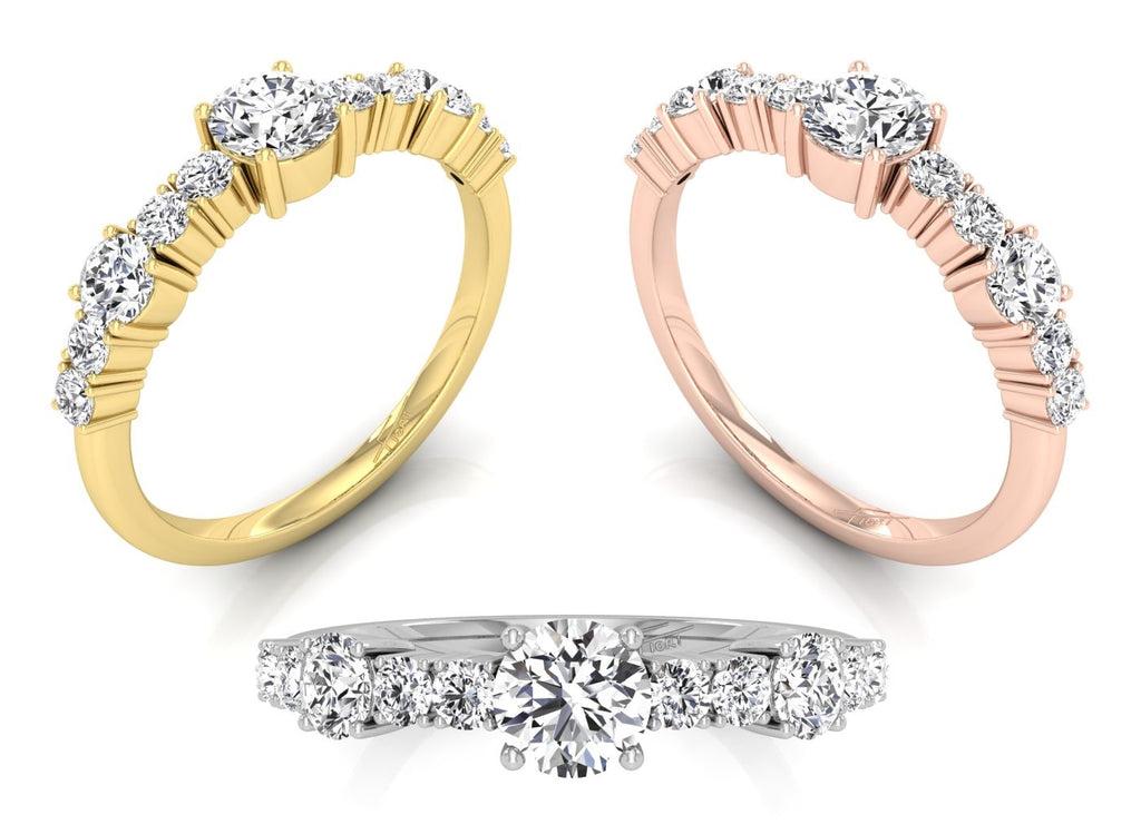 18K Half Eternity Diamond Ring — 3 COLOR