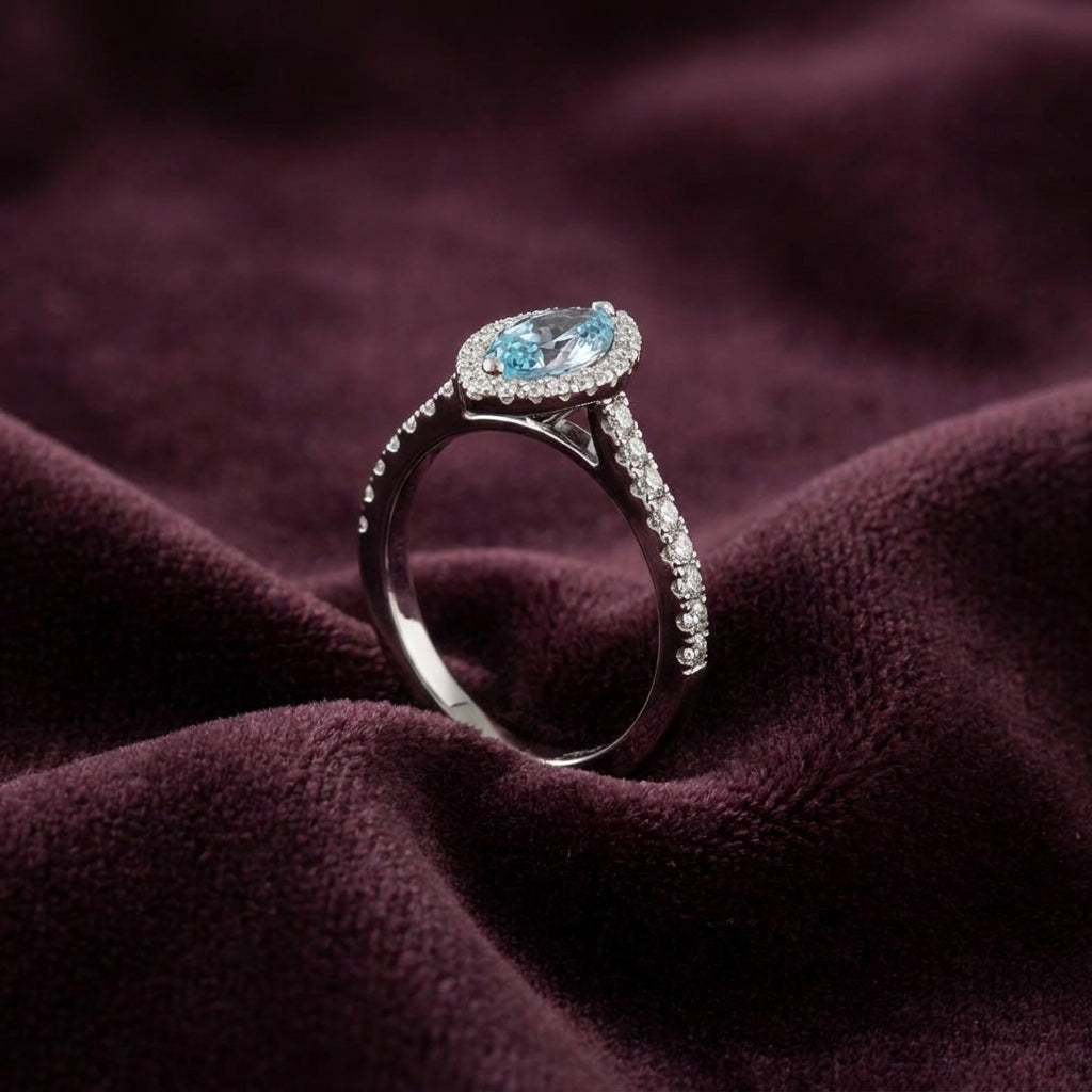 18K Halo Marquise Diamond Engagement Ring