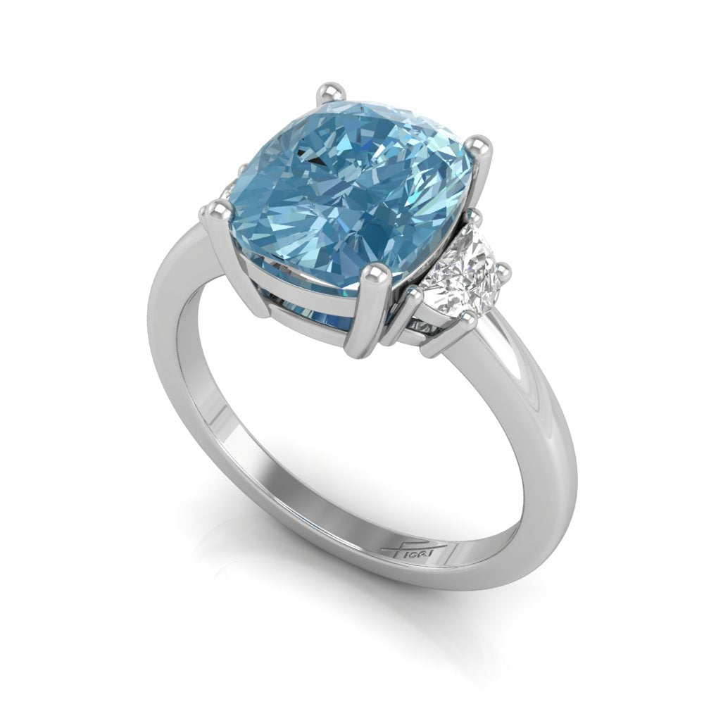 vimg:Z00237|18K Trilogy Cushion Diamond Ring — 3D VIEW