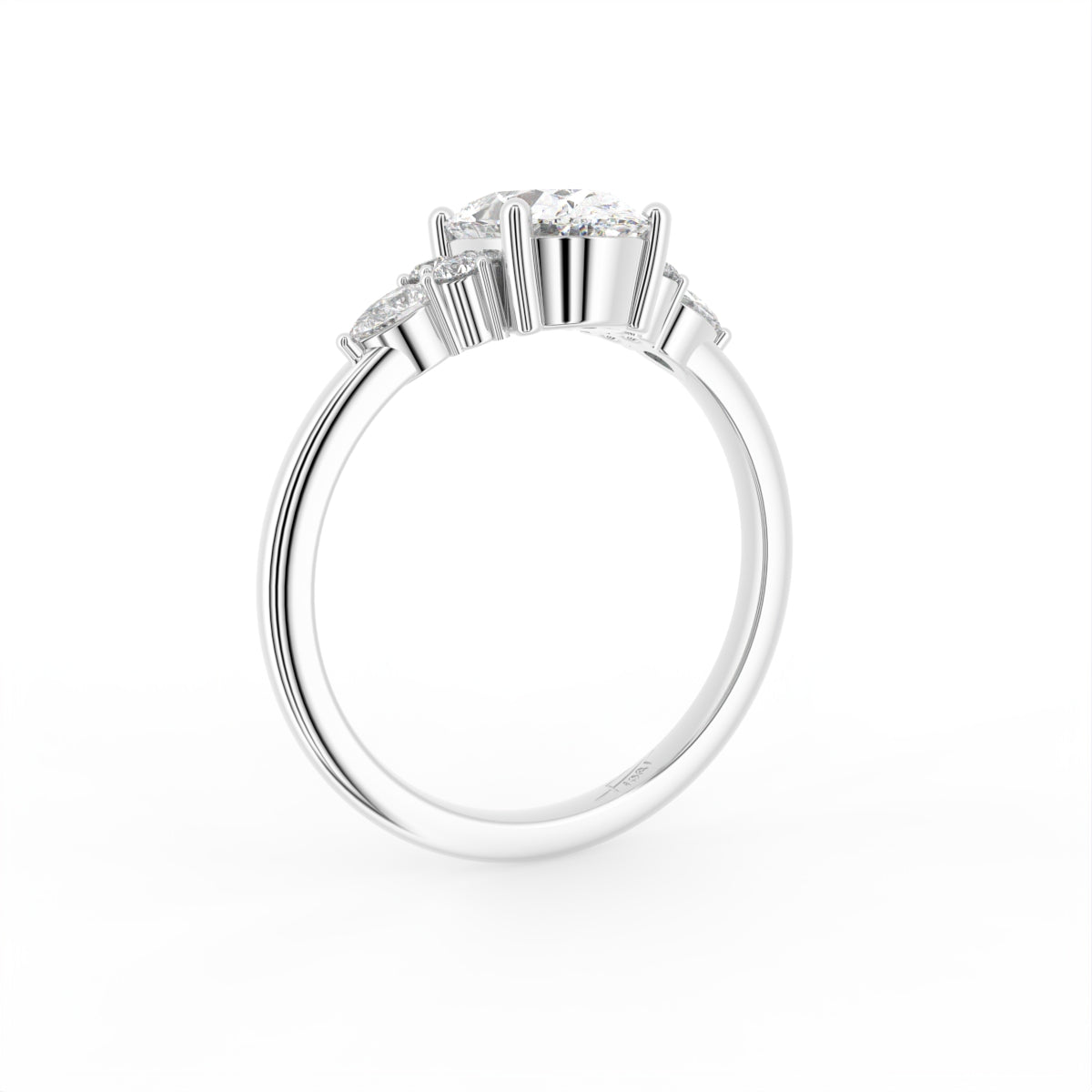 18K Solitaire Oval Diamond Engagement Ring — 3D VIEW