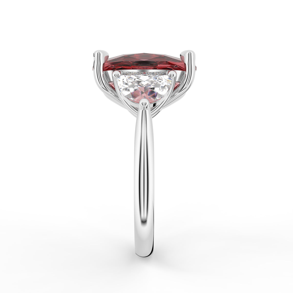 18K Red Cushion and Diamond Cocktail Ring — SIDE