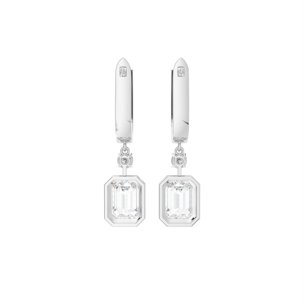 18K Halo Round Diamond Drop Earrings — BACK